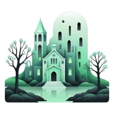 Ghostly Pastel Black Green White Spectral Gloomy Dusky Dystopian Apocalyptic Aesthetic Scenery Deco sticker