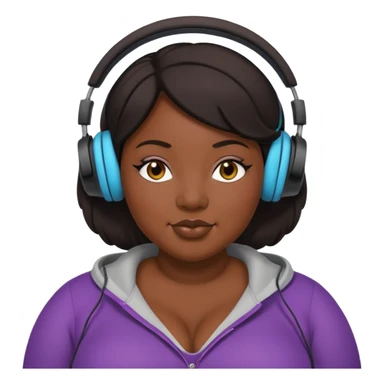 Curvy plus size black lady with earphones sticker