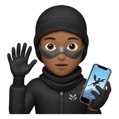 A young African male wearing a ski mask in full black clothing, holding a micro Draco in the air carelessly sticker