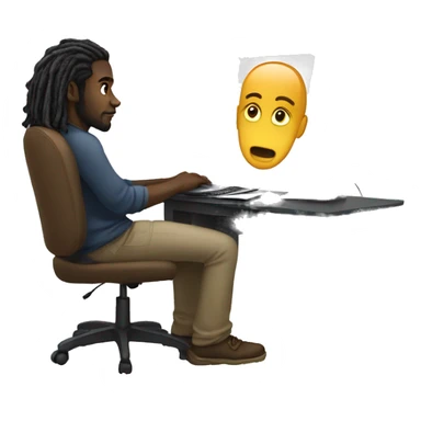 Black-guy-with-dreads-sitting-down-on-chair-facing-desk-foward-focused-on-laptop-computer sticker