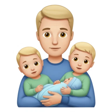white man with three babies sticker