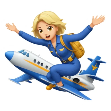 a woman jumps off a plane, apocolypse sticker