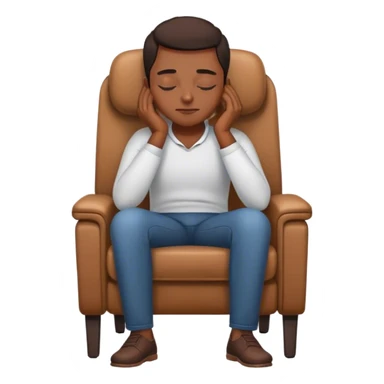 A person sitting in a chair, , hands resting on their lap, eyes closed. No distractions, no to-do lists—just a moment of stillness.  sticker