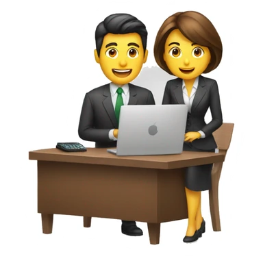 hombre y mujer ganando dinero y una pc a su lado sticker