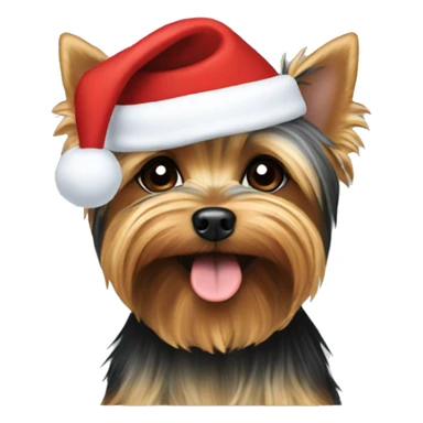 Yorkie with Santa hat sticker