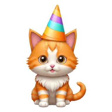 playful kitten with a colorful cone party hat sticker