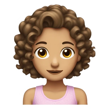 Create an emoji of a brunette girly girl with some lil curls on her hair sticker
