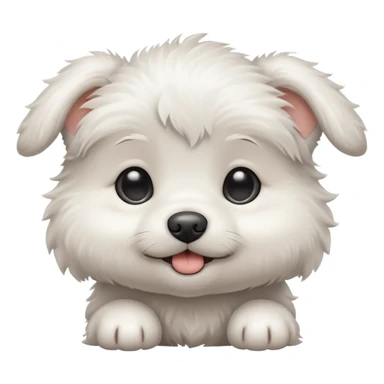 a white cute baby dog with a gray stain on one eye sticker