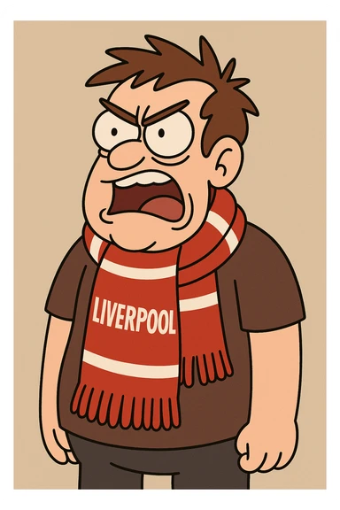 Liverpool FC scarf, red with white stripes, football fan accessory, simple and bold sticker