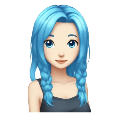 Anime catgirl blue hair, blue eyes, long hair sticker