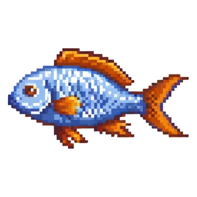 blue fish swimming sticker
