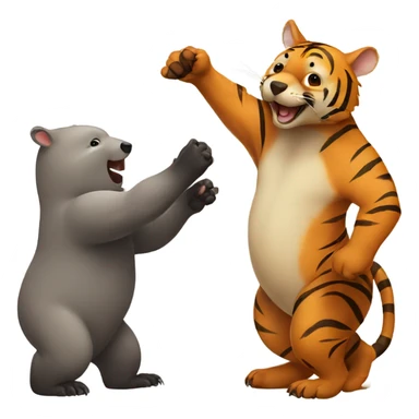 Wombat high fiving tiger sticker