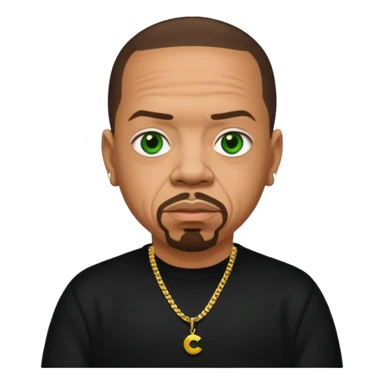 Ice T, Rapper with tan skin, green eyes, dark brown hair, black outfit sticker