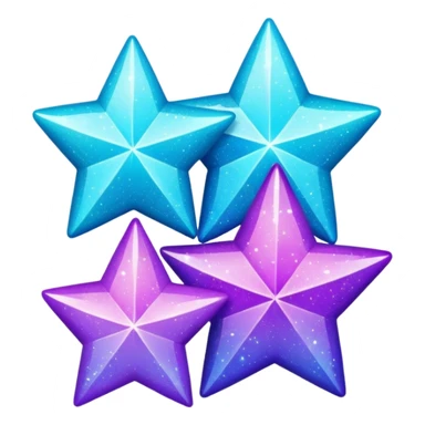 glitter purple and cian 3 stars  sticker