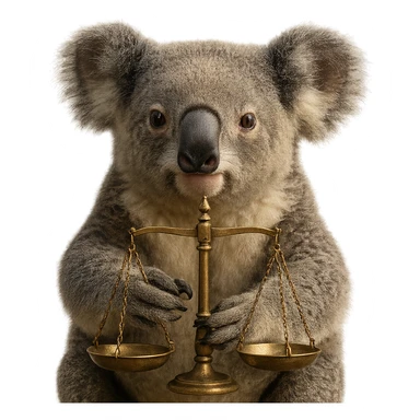 highly realistic koala holding a scale, natural lighting, detailed fur, photorealistic style sticker