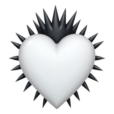 white goth heart with black thorns, dramatic sticker