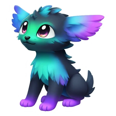 Cute cool black nebula fading green blue purple pink gradient animal hybrid Fakemon full body sticker