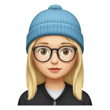 Blonde girl wearing glasses and beanie sticker