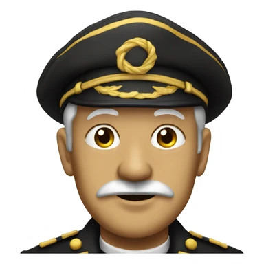 old time ship captain wearing black and gold sticker