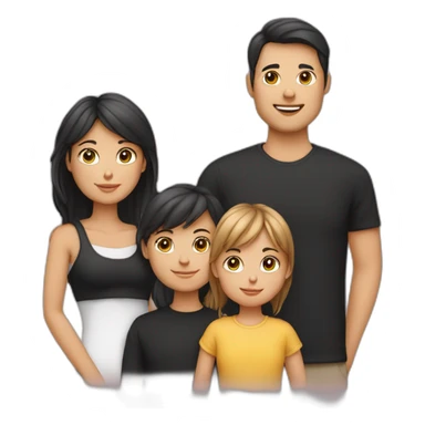 Family of 5- mum-dad-baby girl-2 cats 1white 1 black sticker