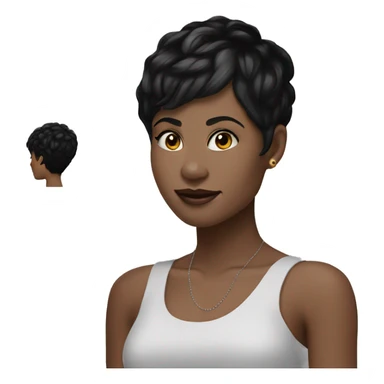 woman black pixie cut white skin sticker