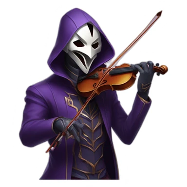 Jhin from league of legend playing violin and wearing his mask on his face (high quality mask) sticker