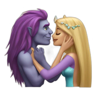 troll and princess kissing sticker