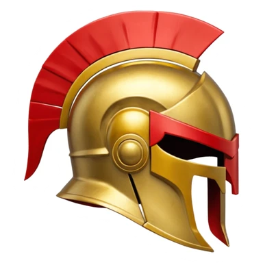 Side view of a gold Spartan helment with red ascents and then the crest is both red and gold sticker