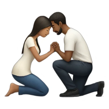 Woman on knees praying to man sticker