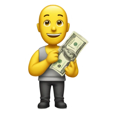 yellow guy holding a dollar sticker