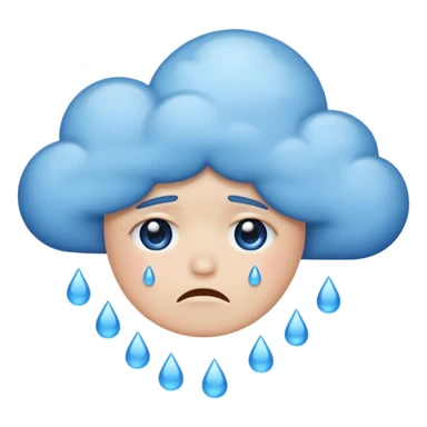 sad face with rain cloud, lose emoji sticker