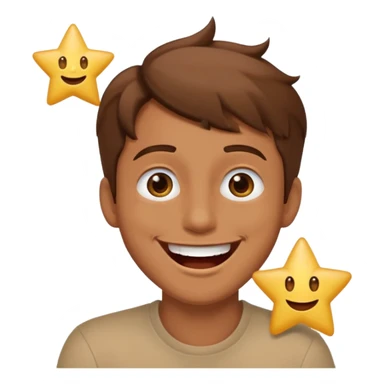 Color de piel moreno los ojos ke sean de estrella riéndose y pelo café hombre  sticker