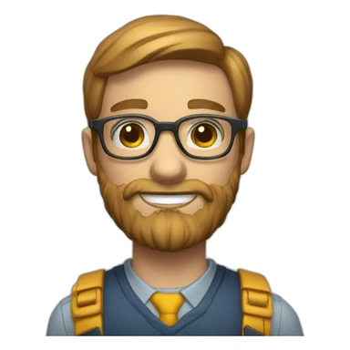 Nerd beard man glasses cap architect sticker