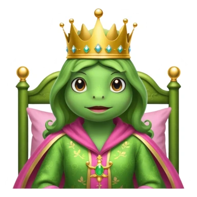 Princesse frog in her bedroom with pink robe sticker