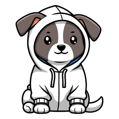 Dog wearing hoodie sticker