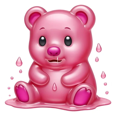 Crying pale pink Gummy bear melting into ground sticker