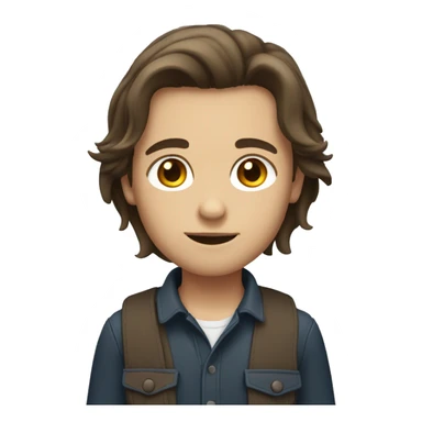 boy with shoulder length brunette hair sticker