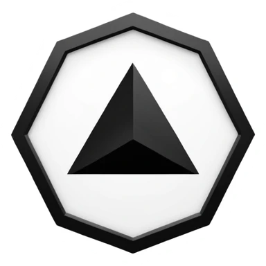 The centerpiece of the structure is a stark white hexagon. Inside the hexagon is a bold black equilateral triangle, perfectly centered. Inside the triangle is a white circle , perfectly centered. Inside the white circle is a bold black square perfectly centered. sticker