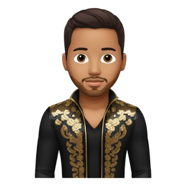 Romeo Santos with dark brown hair, black sequin outfit sticker