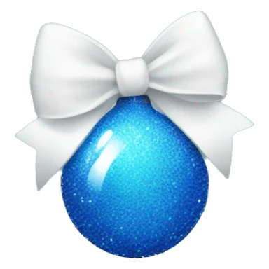 Blue sparkly christmas bulb with white bow sticker
