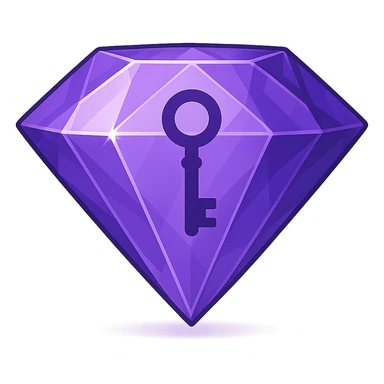 simple real diamond, color #9665db, with 🗝️key  symbol on the diamond. sticker