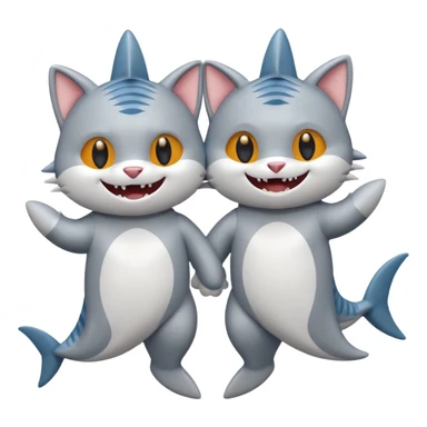 2 happy cats wearing shark costumes sticker