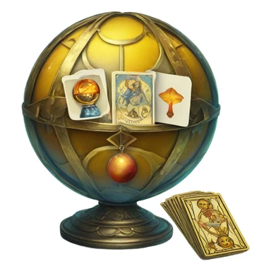 Tarot cards and a magic ball sticker