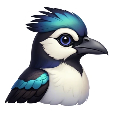Cinematic Noble Magpie Portrait Emoji, Poised and sleek, with striking, iridescent black and white plumage, a sharp, inquisitive beak, and intense, observant eyes, Simplified yet sharp and sophisticated features, highly detailed, glowing with a soft, urban gleam, high shine, intelligent and graceful, stylized with an air of mischievous charm, focused and alert, soft glowing outline, capturing the essence of a watchful and confident magpie that appears ready to dart out of the screen with effortless authority! sticker