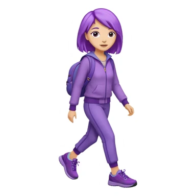purple haired light skinned woman walking sticker