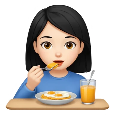 Chica de cabello negro desayunando  sticker
