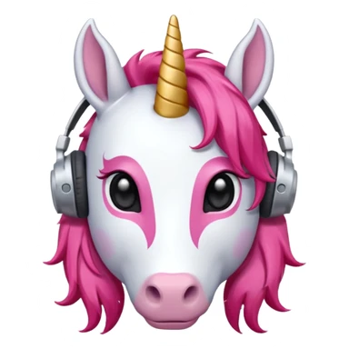 headphone wearing unicorn with red hair sticker