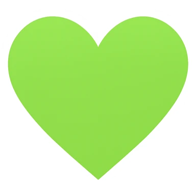 heart with a vivid lime green color, digital illustration, no background sticker