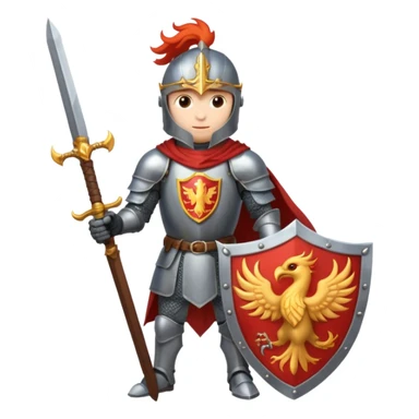 Knight with shield and sword.  Shield has a phoenix on it sticker