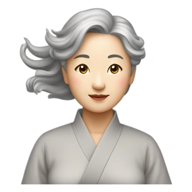 Chinese lady grey hair doing yuga movement sticker